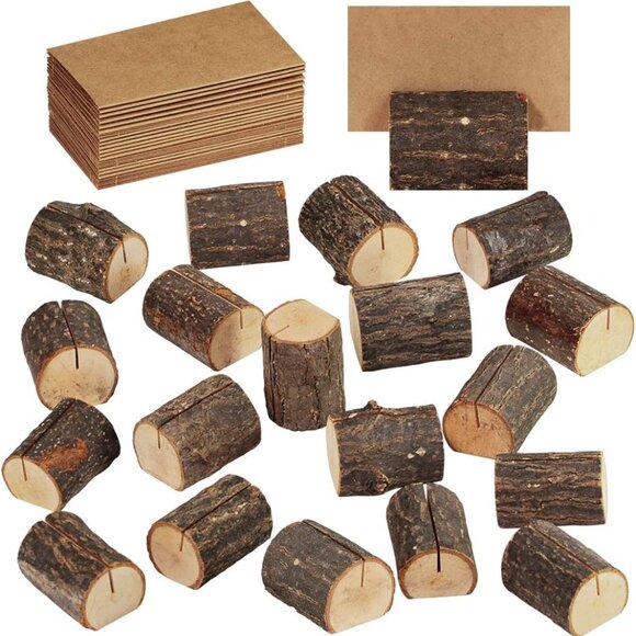 20 Pcs Rustic Wood Place Card Holders Wooden Table Numbers Holder Stand Wooden B - Picture 1 of 4